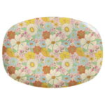 Rice - Melamine Rectangular Plate with Flower  Power Print