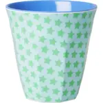Melamine Cup with Green and Turquoise Star Print - Rice