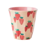 Rice - Melamine Cup with Strawberry Print -  Medium