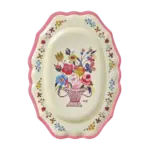 Melamine Vintage Serving Dish with Nathlie Lété Print - Neon Pink - Large