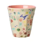 Melamine Cup with Coral Ocean Print - Medium