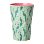 Rice - Melamine Cup with Peacock Power Print -  Tall