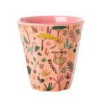 Melamine Cup with Coral All Over Jungle Animals Print - Medium