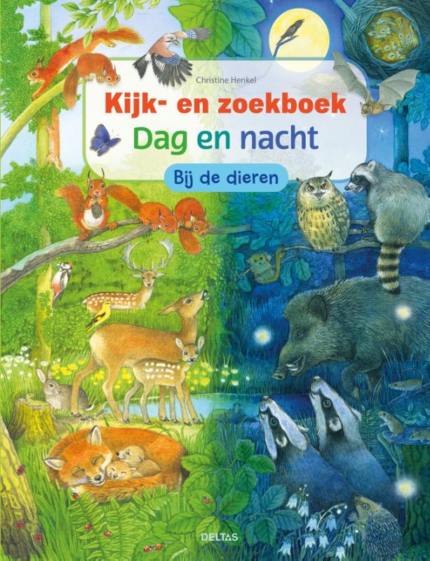 26129_Zoekboek_dag_nacht_COVER.indd Kijk- en zoekboek - Dag en nacht - Bij de dieren - Afbeelding 1